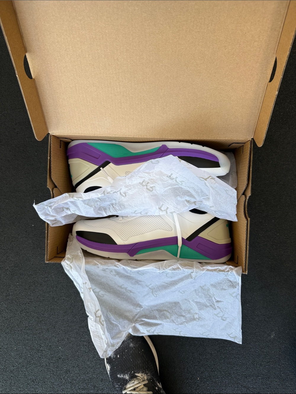 TYR Men’s Sneakers in Cream with Purple & Teal Accents